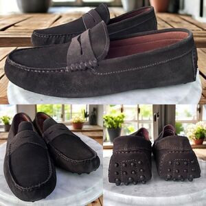 Massimo Matteo Leather Nubuck Suede Penny Driver Slip On